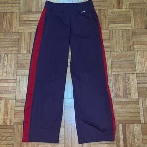 Sweaty Betty Aubergine and Red Track Pants.
